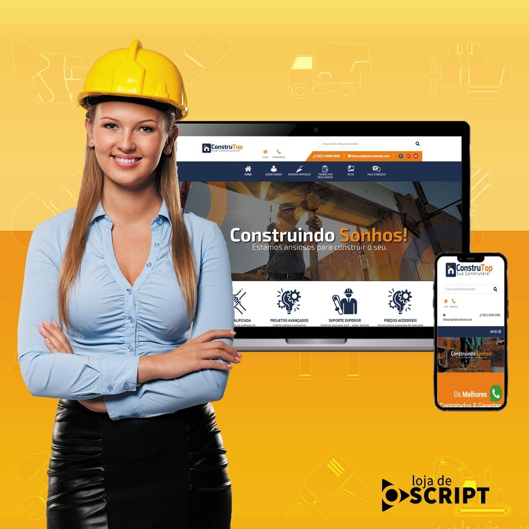 Script – Site Institucional para Construção Civil com Painel  Responsivo Php